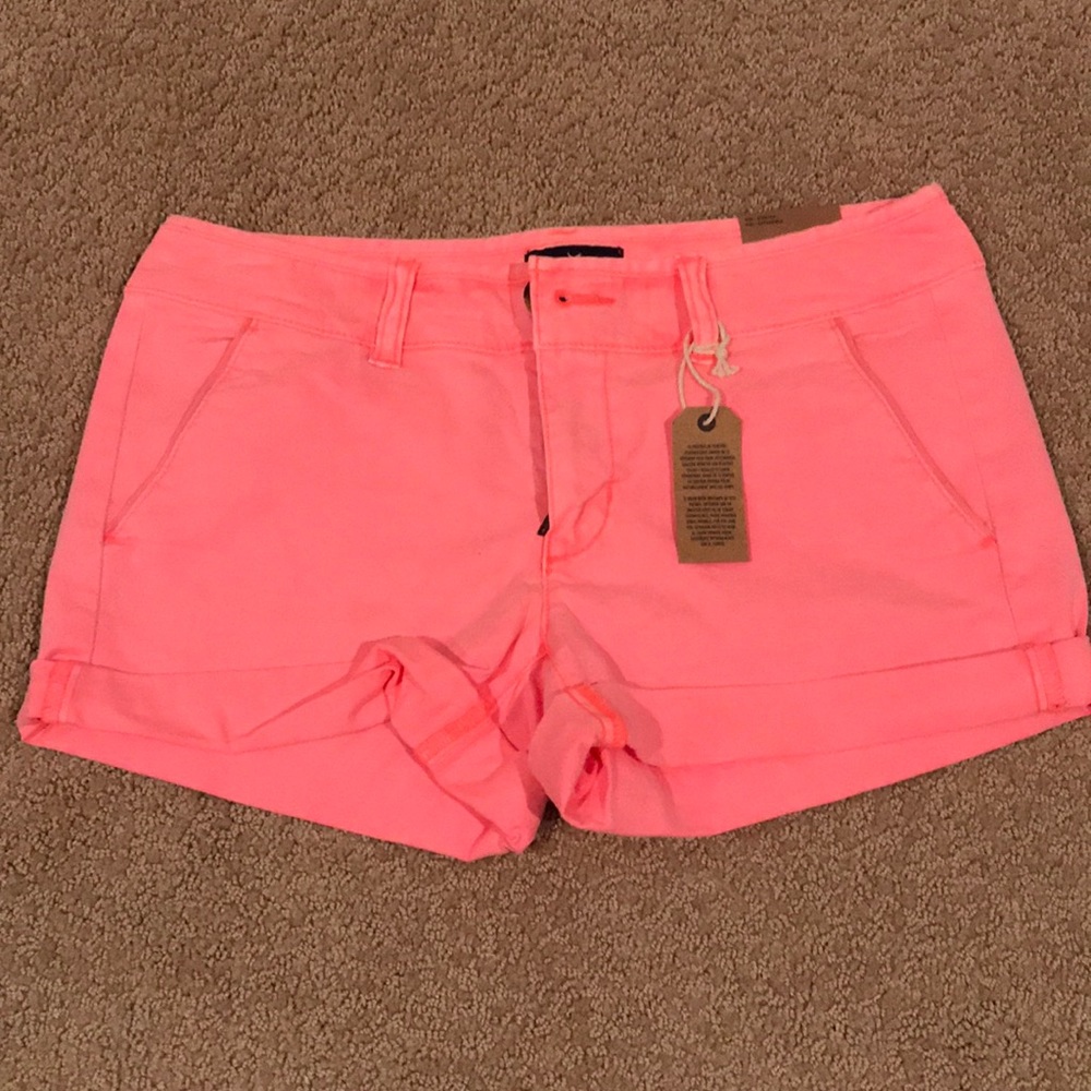 NWT American Eagle Midi Shorts Neon Orange Size 2